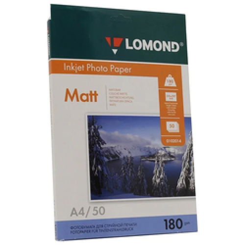 Фотобумага LOMOND Одностороняя Матовая, 180г/м2, A4 (21X29,7см)/50л. для струйной печати