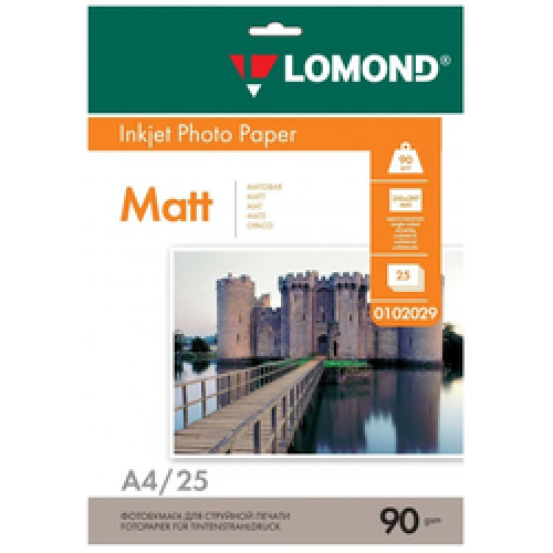 Фотобумага LOMOND Односторонняя Матовая, 90г/м2, A4 (21X29,7см)/25л. для струйной печати
