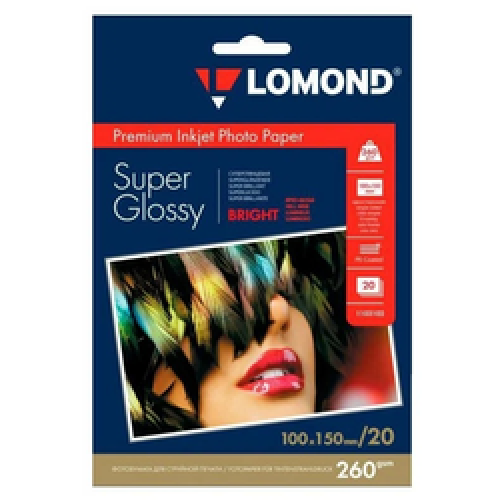 Фотобумага LOMOND Высококачественная Супер Глянцевая, 260г/м2,A6 (10X15)/20л