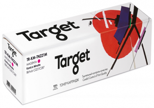 Совместимый тонер картридж TARGET TN 221 (TR-KM-TN221M) Magenta для  Konica Minolta bizhub C227/C287