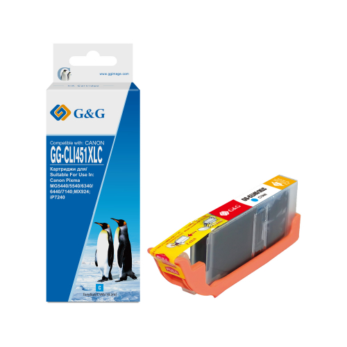 Совместимый картридж G&G NC-CLI451XLC CLI-451XL С голубой (10.2мл)