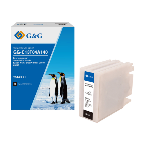 Совместимый картридж струйный G&G GG-C13T04A140 (11500 стр., черный) для Epson WorkForce WF-C8190/WF-C8690