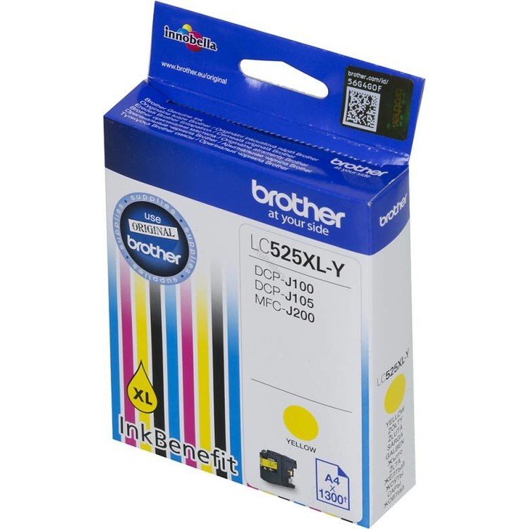 Оригинальный картридж BROTHER LC525XLY (1300 стр., желтый)