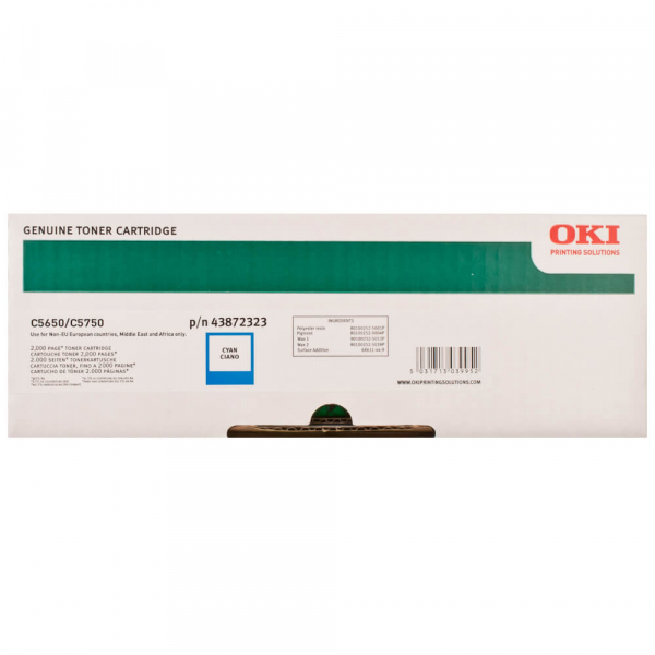 Оригинальный тонер-картридж OKI 43872323/43872307 (2000 стр., синий)