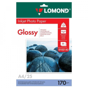 Фотобумага LOMOND Одностороняя Глянцевая 170 г/м2  A4/25л.