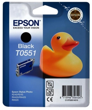 (Спец. условия) Оригинальный струйный картридж Epson T0551 C13T05514010 для Epson Stylus RX520/ R240, черный, 290 страниц