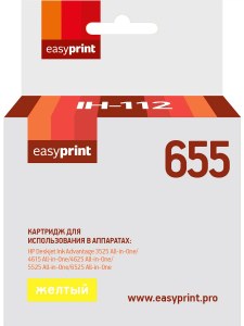 Совместимый картридж EasyPrint CZ112A (IC-H112) №655 (600 стр., желтый) с чипом